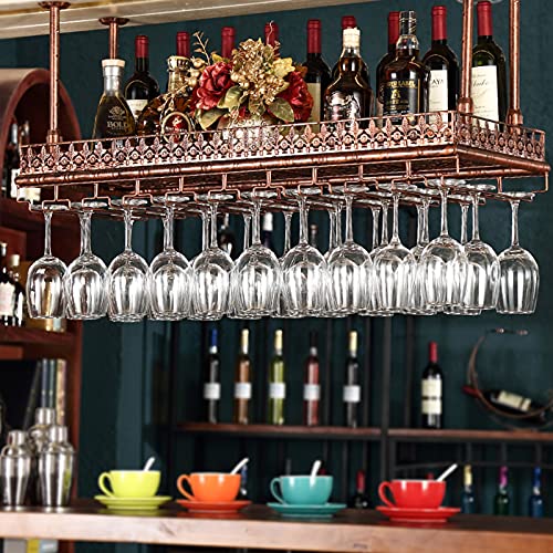 JNIUGD Vintage Weinflaschenhalter Weinregal Metall Wandmontage Decke Hängendes Weinglasregal Dekoration Regal Bar Restaurants Küche von JNIUGD