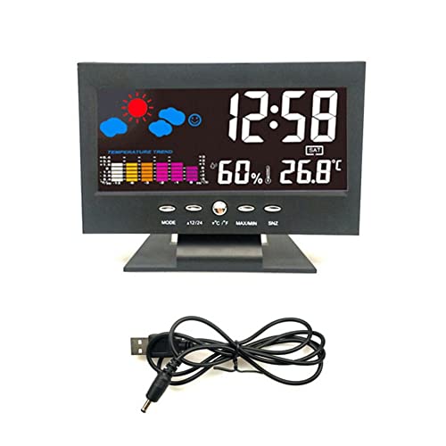 JNJOOD 1 Set Farbdisplay LCD Digital Snooze Wecker Wettervorhersage Station Temperatur Luftfeuchtigkeit Zeit Datum Display Uhr Haus Schwarz JNJOOD 1 Set Farbdisplay LCD Digital Snooze Wecker Wettervorhersage Station Temperatur Luftfeuchtigkeit Zeit Datum Display Uhr Haus Schwarz von JNJOOD