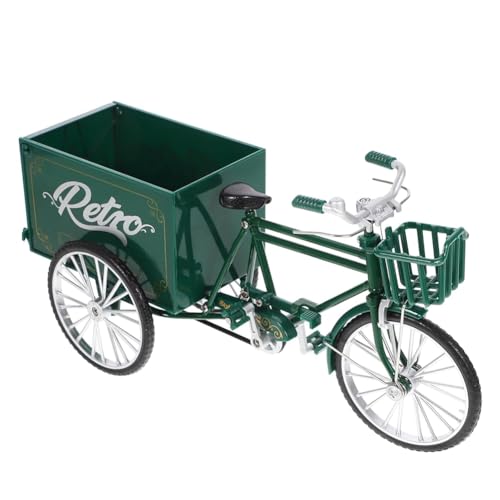 JNJOOD 1 Stück Mini Dreirad Finger Bikes Zubehör Regal Dekor Modell Fahrrad Dreirad Statue Miniatur Legierung Grün Modell Dreirad Miniatur Bike von JNJOOD