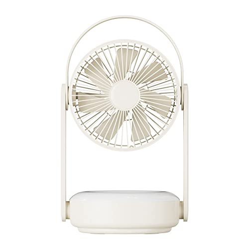 JNJOOD 10000mAh Wandventilator mit Nachtlicht Kostenlose Stanzen Heimstummventilator Desktop USB Ladeventilator Cremefarbe von JNJOOD