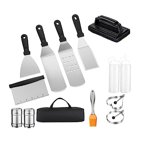 JNJOOD 14 Stück Edelstahl-Spatel, Grill-Werkzeuge, tragbar, Outdoor-Grill-Werkzeuge ohne Zange, DIY-Grill-Grillschaber, Küchenspatel von JNJOOD