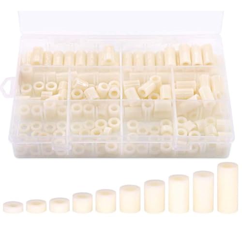 JNJOOD 150 STK. M6 X 3-M6 X 25 mm, Weißes ABS, Runder Abstandshalter, Hohle Isoliersäule, Sortimentskit für Leiterplattenabstandshalter von JNJOOD