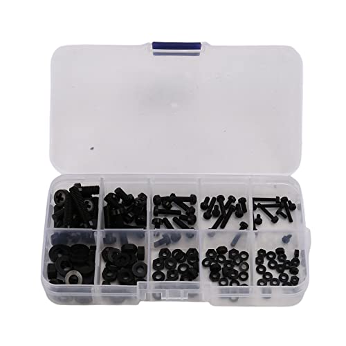 JNJOOD 150 Stück M2 M2,5 M3 M5 Nylon Hex Schraube Bolzen Mutter Abstandhalter Sortiment Kit Schwarz JNJOOD 150 Stück M2 M2,5 M3 M5 Nylon Hex Schraube Bolzen Mutter Abstandhalter Sortiment Kit Schwarz von JNJOOD