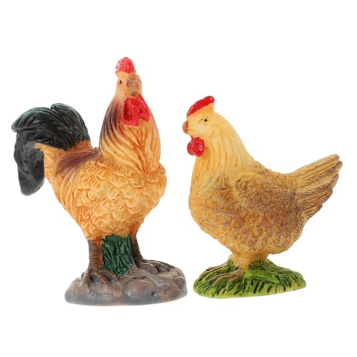 JNJOOD 2 Stück Emulation Huhn Modell Huhn Statue Wohnkultur Modell Spielzeug Rasen Bauernhof Huhn Figur Tier Langlebig Einfach zu Bedienen von JNJOOD