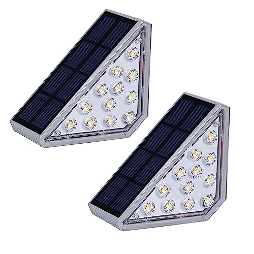JNJOOD 2 Stück LED Solar Treppenlicht Wasserdicht Solar Landscape Light für Outdoor Hof Wandleuchte Konstantes Licht von JNJOOD
