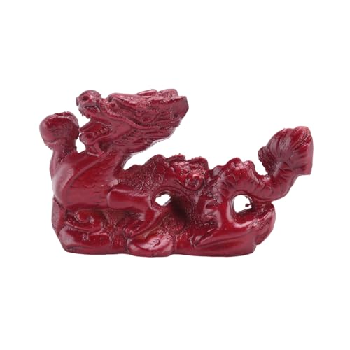 JNJOOD 2024 Holzdrache Figur des chinesischen Tierkreises Mini-Statue des chinesischen Drachen aus rotem von JNJOOD