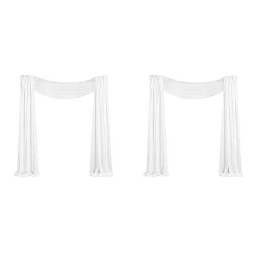 JNJOOD 2PCS Hochzeitsbogen-Drape-Stoff 29,5" X 19,6 Ft Weißer Transparenter Chiffon-Vorhang für die Hochzeitszeremonie von JNJOOD