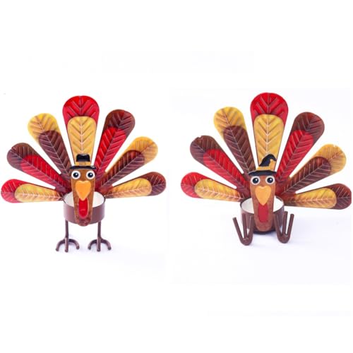 JNJOOD 2er-Pack Kerzenhalter Aus Metall in Truthahnform, Kerzenhalter für Thanksgiving, Kerzenhalter Aus Metall in Truthahnform für Thanksgiving JNJOOD 2er-Pack Kerzenhalter Aus Metall in Truthahnform, Kerzenhalter für Thanksgiving, Kerzenhalter Aus Metall in Truthahnform für Thanksgiving von JNJOOD