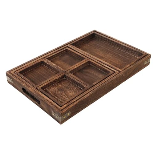 JNJOOD Antikes Teeset mit Tablett aus Massivholz für die Zubereitung von Tee im Ofen, sieben teiliges Set mit Tablett aus verschachteltem Holz von JNJOOD