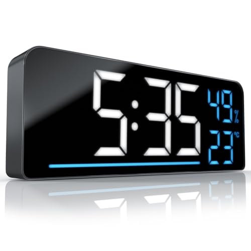JNJOOD Digitaler LED-Wecker - LED großes Display 24 cm Farbdisplay - Temperaturanzeige Luftfeuchtigkeit Timer Helligkeitssensor JNJOOD Digitaler LED-Wecker - LED großes Display 24 cm Farbdisplay - Temperaturanzeige Luftfeuchtigkeit Timer Helligkeitssensor von JNJOOD