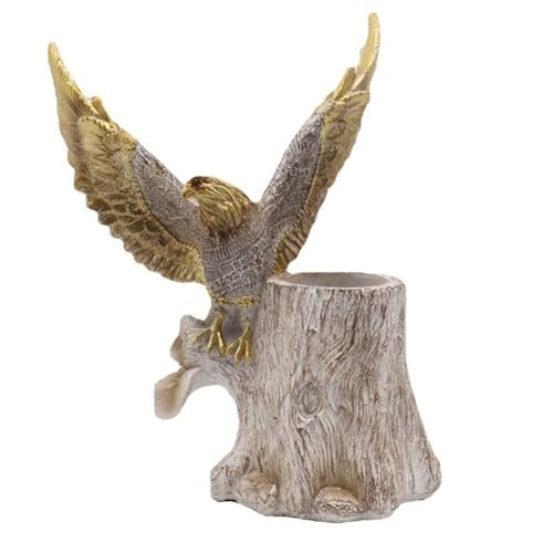 JNJOOD Eagle Stump Bleistifthalter Organizer Ornamente aus Harz Statue Moderne Home Office Figuren Dekor Desktop B von JNJOOD