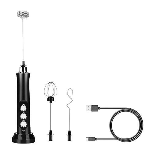 JNJOOD Elektrischer Milchaufschäumer USB 3 Geschwindigkeiten zum Mischen von Eiern Milchaufschäumer 3 Schneebesen Tragbarer Mixer für Kaffeegetränke Praktisch Langlebig A von JNJOOD