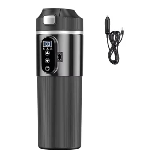 JNJOOD Elektrischer Thermobecher für das Auto, 12 V, 24 V, 500 ml, mit intelligenter Temperaturregelung auf dem Touchscreen von JNJOOD