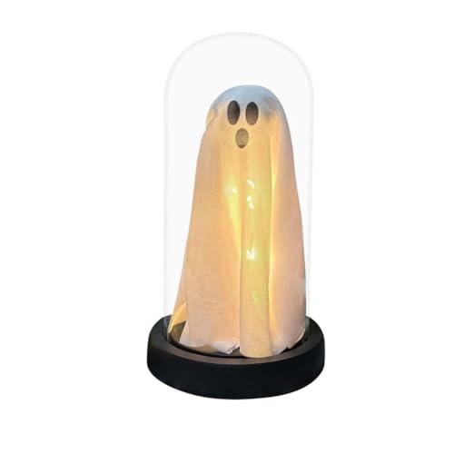 JNJOOD Halloween Geist mit Licht, Halloween-Dekoration, Geist in Glasglocke, Süßer Geist mit Licht für Den Kamin, Halloween-Dekoration JNJOOD Halloween Geist mit Licht, Halloween-Dekoration, Geist in Glasglocke, Süßer Geist mit Licht für Den Kamin, Halloween-Dekoration von JNJOOD