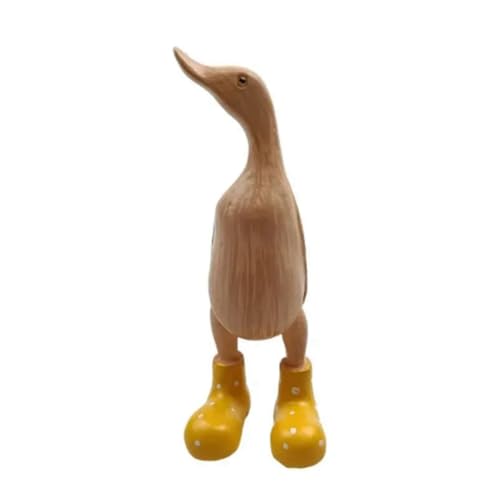 JNJOOD Harz Ente Statue Gartenskulptur Lustige Enten Tragen gefleckte Gummistiefel Glücksfigur Einfach zu Installieren Einfach zu bedienen Gelb von JNJOOD