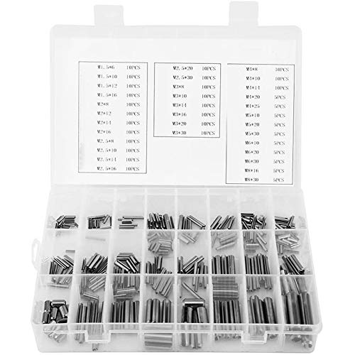 JNJOOD Kit Sortiment Stift eine Feder geschnitzt aus Edelstahl 280 Stück Spannstifte Spannstifte Dübel eine geteilte Feder Box von JNJOOD