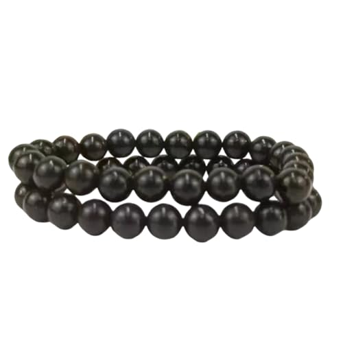 JNJOOD Natürliche Edelsteinperlen, Schwarze Perlen Geeignet für die Schmuckherstellung mit elastischer Schnur, natürliche schwarze Perlen, ca. 94 Stück, 8 mm von JNJOOD