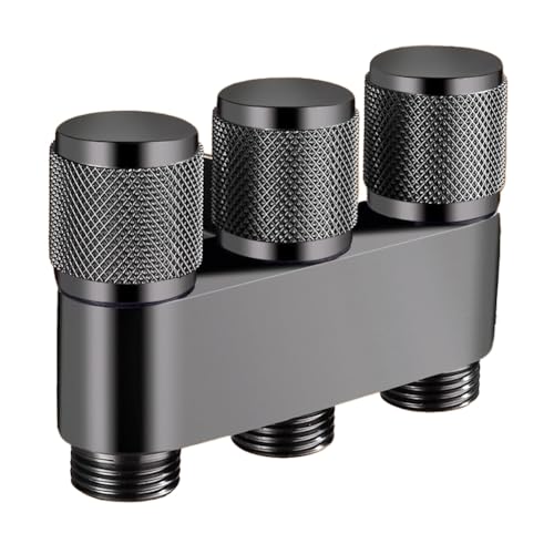 JNJOOD One in Three Out Drei-Wege-Steuerung Waschmaschine Wasserhahn Chrom/Grau Drei-Wege-Drei-Wege-Ventil G1/3Mini Schwarz Grau von JNJOOD