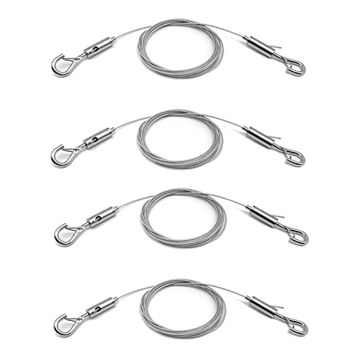 JNJOOD Packung mit 4 verstellbaren Drähten zum Aufhängen von Bildern Heavy Duty Unterstützt Hardware zum Aufhängen 50 Pfund, Edelstahlseil 2 m x 1,5 mm von JNJOOD