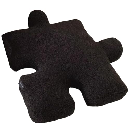 JNJOOD Plüsch Puzzle Kissen Unregelmäßige Form Kissen Puzzle Lustiges Kissen Geeignet Für Sofa Und Bett Schwarz von JNJOOD