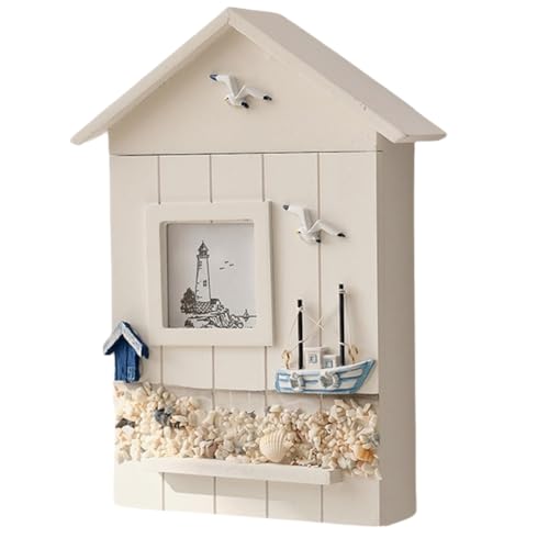 JNJOOD Schlüsselbrett Zur Wandmontage, Aufbewahrungsbox für Hausschlüssel Aus, Modellstatue im Mediterranen Stil, Wanddekoration für Zuhause, Segelboot von JNJOOD