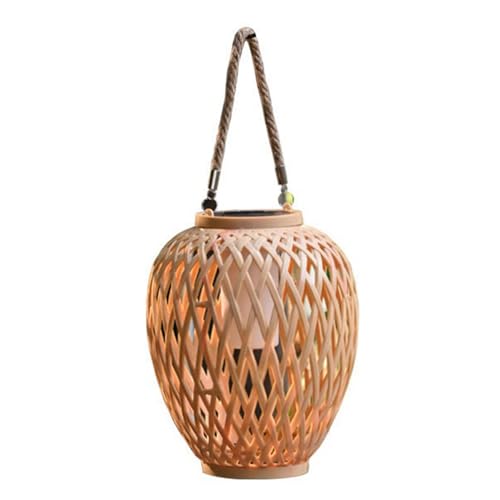 JNJOOD Solarlaterne aus Rattan für den Außenbereich Imitation Hof Balkon Gartendekoration Kerzenlichter Atmosphäre Kronleuchter aus Bambus von JNJOOD