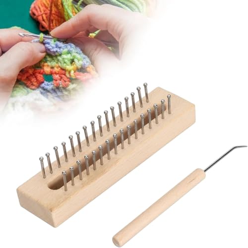 JNJOOD Stricktisch, Strickrahmen aus mit Haken für Rahmen, Set aus Strickrahmen aus für DIY-Projekte von Schals und Strickarbeiten von JNJOOD