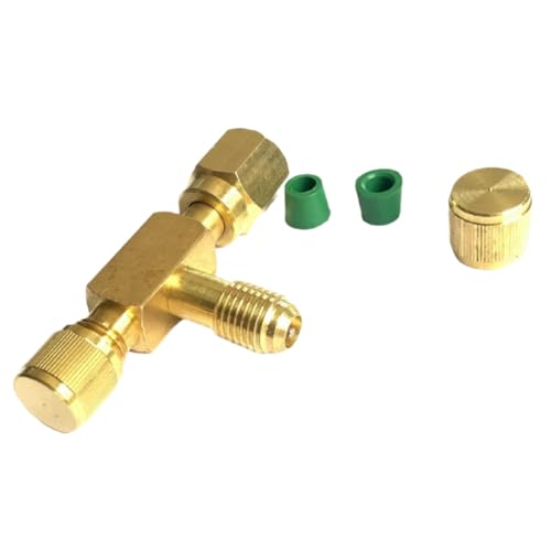 JNJOOD T-Adapter mit Drehbarem 1/4 SAE-Außengewinde, Neue Pumpe, Kältemittel-Serviceventil Aus Massivem Messing von JNJOOD