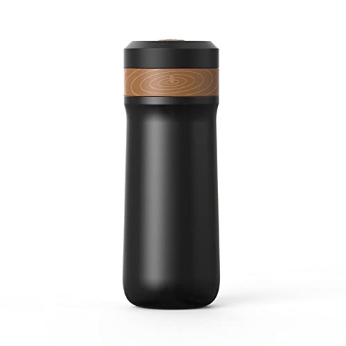 JNJOOD Tragbare 2-in-1-Kaffeemaschine 320 ml Französische Kaffeemaschine aus Stahl Isolierter Reisebecher 8H mit Filter von JNJOOD