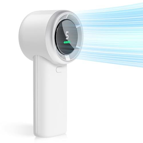 JNJOOD Tragbarer Ventilator mit 5 Geschwindigkeitsstufen, hohe Geschwindigkeit, wiederaufladbar über USB mit Display auf dem Bildschirm, kompaktes Design für Innen- und Außenbereich B von JNJOOD