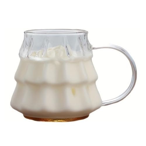JNJOOD Transparente Kaffeetasse mit Griff in Weihnachtsbaumform Glas-Frühstückstasse für die Küche für Festival-Partys von JNJOOD