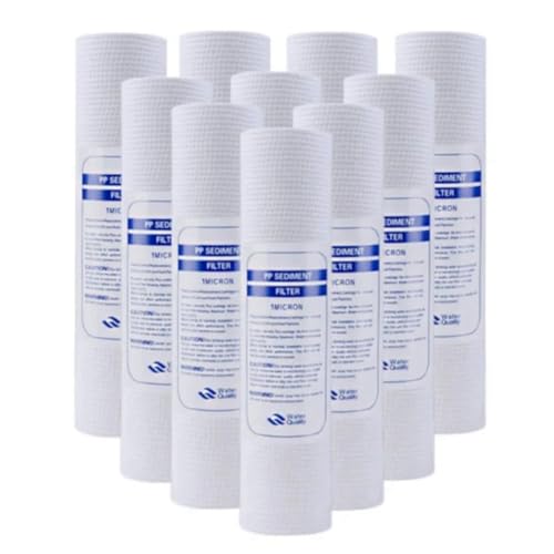 JNJOOD Universalwasserfilter 10 Stück Filterpatrone aus PP-Baumwolle Sedimentwasserfilter Langlebiges Polypropylen-Material Einfach zu installieren, 1 Mikrometer von JNJOOD