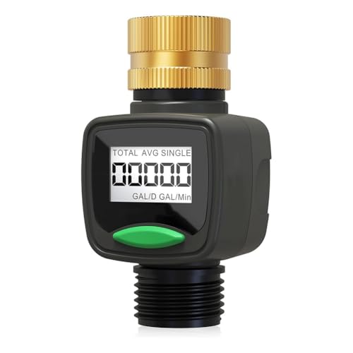JNJOOD Wasserdurchflussmesser mit GPM-Eingang für Gartenschlauch, Maß/Liter, Wasserverbrauch und Durchflussmenge von JNJOOD