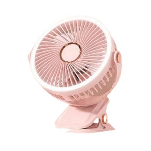 JNJOOD Wiederaufladbarer USB-Ventilator für Schlafsaal Typ Clip-On Mini Tragbarer Tischventilator mit 360-Grad-Drehung Verstellbarer Ventilator mit LED-Licht B von JNJOOD