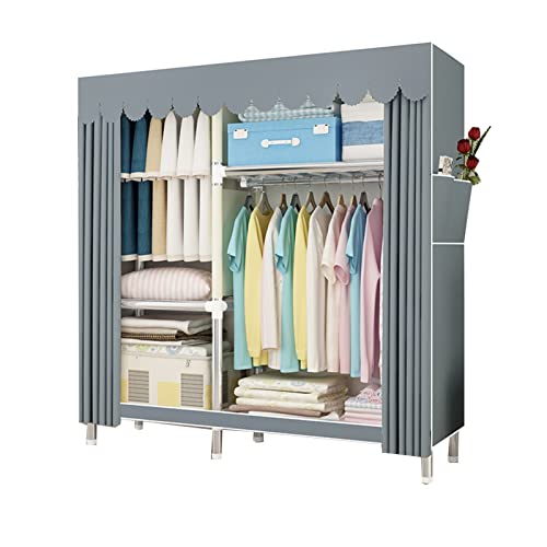 JNNWQ Leinwand Kleiderschrank Stoffschrank Kleiderschrank Stoff Faltschrank mit Kleiderstange, Stoffbezug für Garderobe, Schlafzimmer, Arbeitszimmer (Farbe : A, Size : 108x45x170cm) von JNNWQ