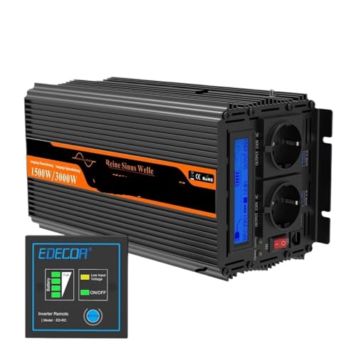 JNPGVTCD Power USV mit Ladegerät 1500 W 2500 W DC 12 V zu AC Konverter reiner Sinuswellentransformator netzunabhängig für Zuhause (2500 W) von JNPGVTCD