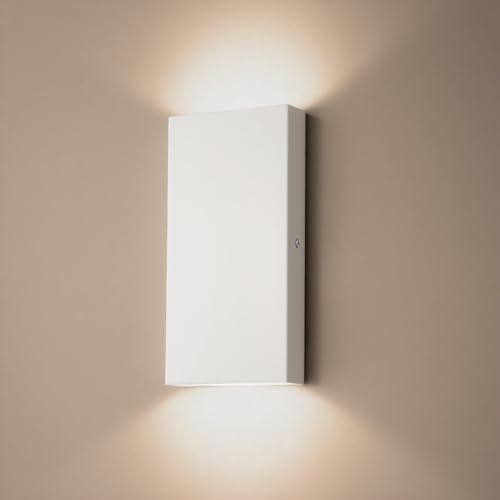 JNR Aussenlampe Wand IP54 Wasserdichte Wandleuchte Aussen, Außenlampe Wand inkl. 14W 3000k Warmweiß, Außenleuchte Wand Up Down LED Aussenleuchte, Weiß von JNR
