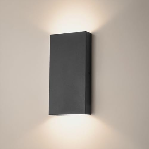 JNR Aussenlampe Wand IP54 Wasserdichte Wandleuchte Aussen, Außenlampe Wand inkl. 2 * 7W 3000k LED Warmweiß Glühbirne, Außenleuchte Wand Up Down LED Aussenleuchte, Anthrazit Grau von JNR