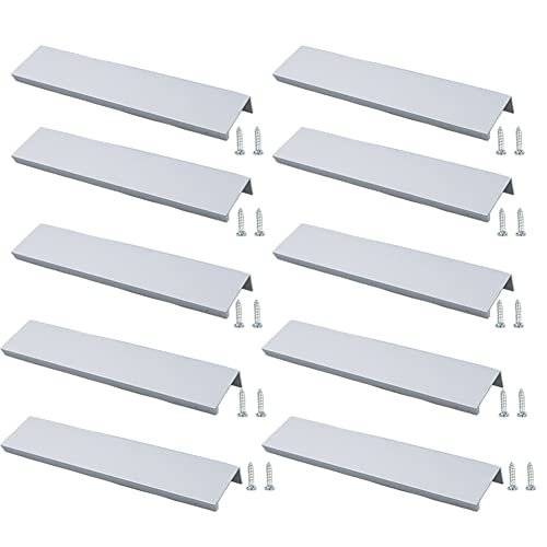 10 Stück Silber Griffe Versteckt Modernes Möbelgriffe Küchengriffe Griffe schubladengriffe Aluminium Mit 20 Schrauben Küche Griffe Lochmitte 256MM von JNRFTY