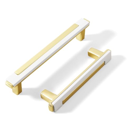 JNRFTY 4 Stück Möbelgriffe Zinklegierung Schrankgriffe Küchengriffe 96mm Lochabstand Griff Verwendet für Türgriff,Golden von JNRFTY