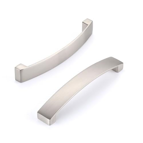 JNRFTY 6 Stück Griffe Möbelgriffe AluminiumSchrankgriffe Küchengriffe für Küchenschränke Möbelgriffe mit Schrauben 128mm lochabstand Satin-Nickel von JNRFTY