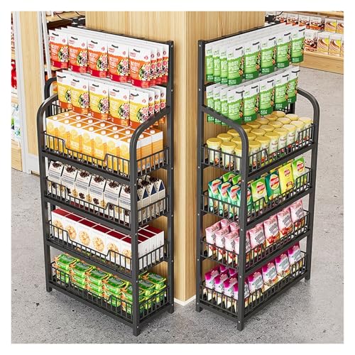 2er-Pack Supermarkt-Snack-Ausstellungsregal, robustes 4-stöckiges Kartoffelchip-Organizer-Regal für den Imbissstand im Homeoffice, freistehender kommerzieller Süßigkeiten- und Lebensmittelhalter (L 60 von JNTFNE