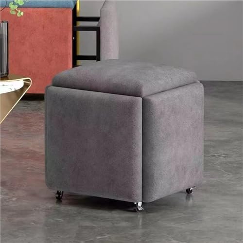 JNTFNE 5-in-1 Würfel-Ottomane mit Rollen, multifunktionaler Würfel-Schuhwechselhocker, Nest-Fußhocker und Sitz für Wohnzimmer, Schlafzimmer oder Büro (Dunkelgrau, 45 cm) von JNTFNE