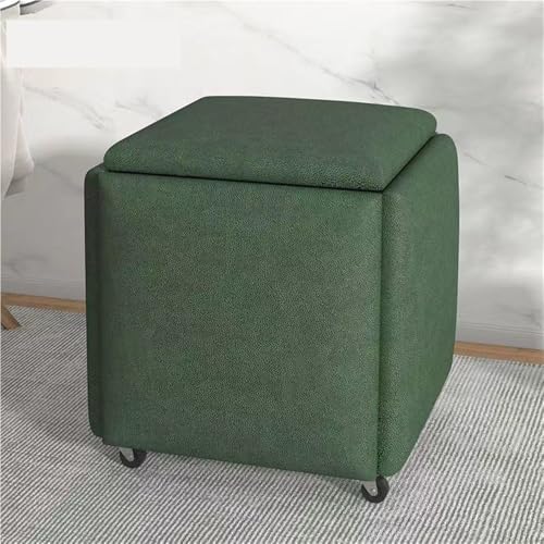 JNTFNE 5-in-1 Würfel-Ottomane mit Rollen, multifunktionaler Würfel-Schuhwechselhocker, Nest-Fußhocker und Sitz für Wohnzimmer, Schlafzimmer oder Büro (Grün, 34 cm) von JNTFNE