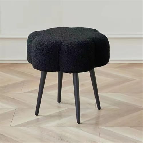 JNTFNE Blumenförmiger Ottoman-Fußhocker, multifunktionaler Sofa-Fußhocker, Ankleidehocker mit Polsterung für Wohnzimmer, Schlafzimmer, Eingangsbereich (Schwarz) von JNTFNE