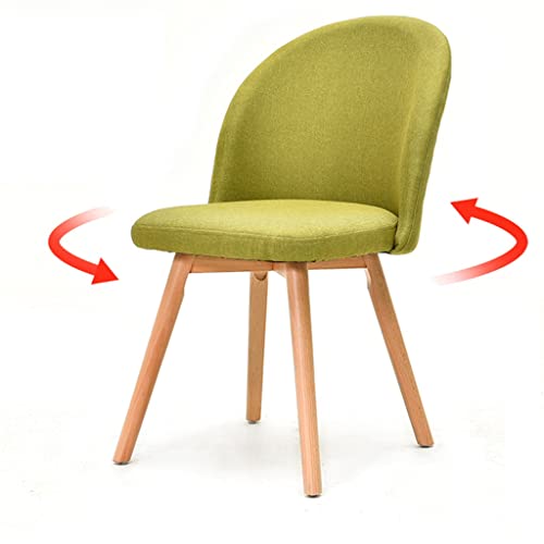 JNTFNE Drehstuhl aus Massivholz mit Stoffsitz, Arbeitsstuhl für Büro und Schlafzimmer, unterstützt bis zu 175 kg, Grün, 42 x 42 x 82 cm von JNTFNE