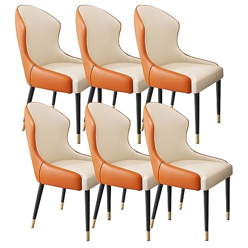 JNTFNE Esszimmerstühle aus verschleißfestem Leder, für Küche und Schlafzimmer, ideal für Hochzeitszimmer, Balkon und Sofa, 6-teiliges Set, stilvolle cremefarbene und dunkelgraue Wohnzimmerstühle mit von JNTFNE