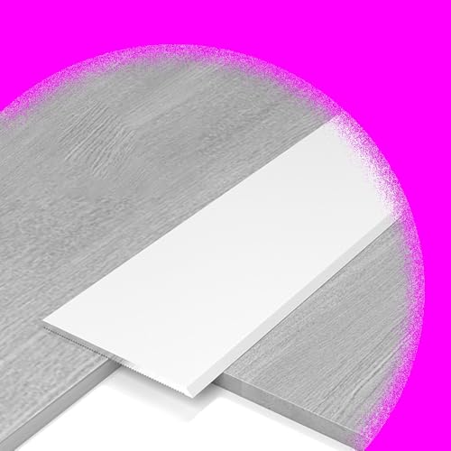 JNTFNE Flacher Bodenübergangsstreifen, Verbindungsteiler-Schwellenstreifen aus Aluminium für Laminatbodenlücken, 3 cm breit (weiß) von JNTFNE