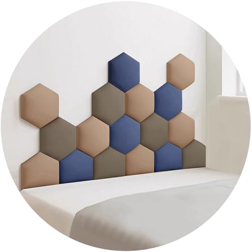JNTFNE Gepolsterte Wandpaneele, 3D-Anti-Kollisions-Wandaufkleber, Wandpolsterung als Kopfteil, abziehen und aufkleben, dekoratives Wandpaneel (Dunkelbraun, 150 x 87 cm) von JNTFNE