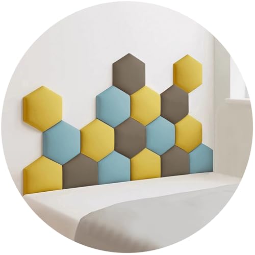 JNTFNE Gepolsterte Wandpaneele, 3D-Anti-Kollisions-Wandaufkleber, Wandpolsterung als Kopfteil, abziehen und aufkleben, dekoratives Wandpaneel (Gold, 120 x 70 cm) von JNTFNE